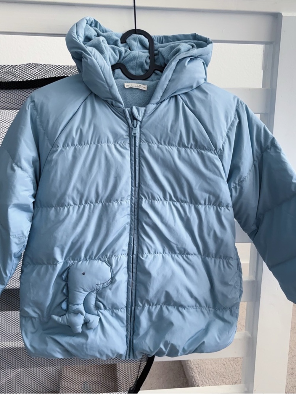 Hooded Sky Light Blue Puffer Jacket Top Long Sleeve Size 7 Girl Fleece Coat Outw